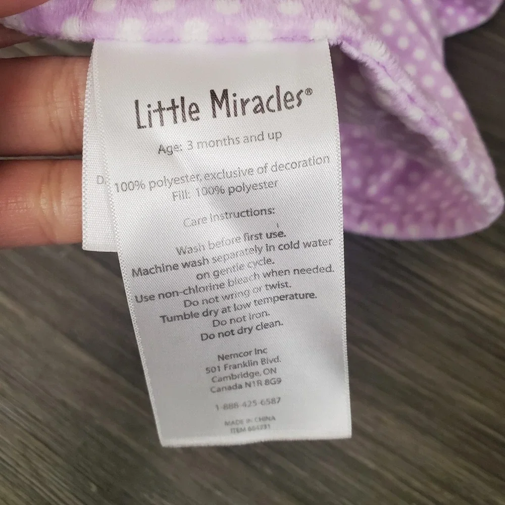 Little Miracles Owl Lovey Plush Baby Security Blanket Purple‎ Polka Dots